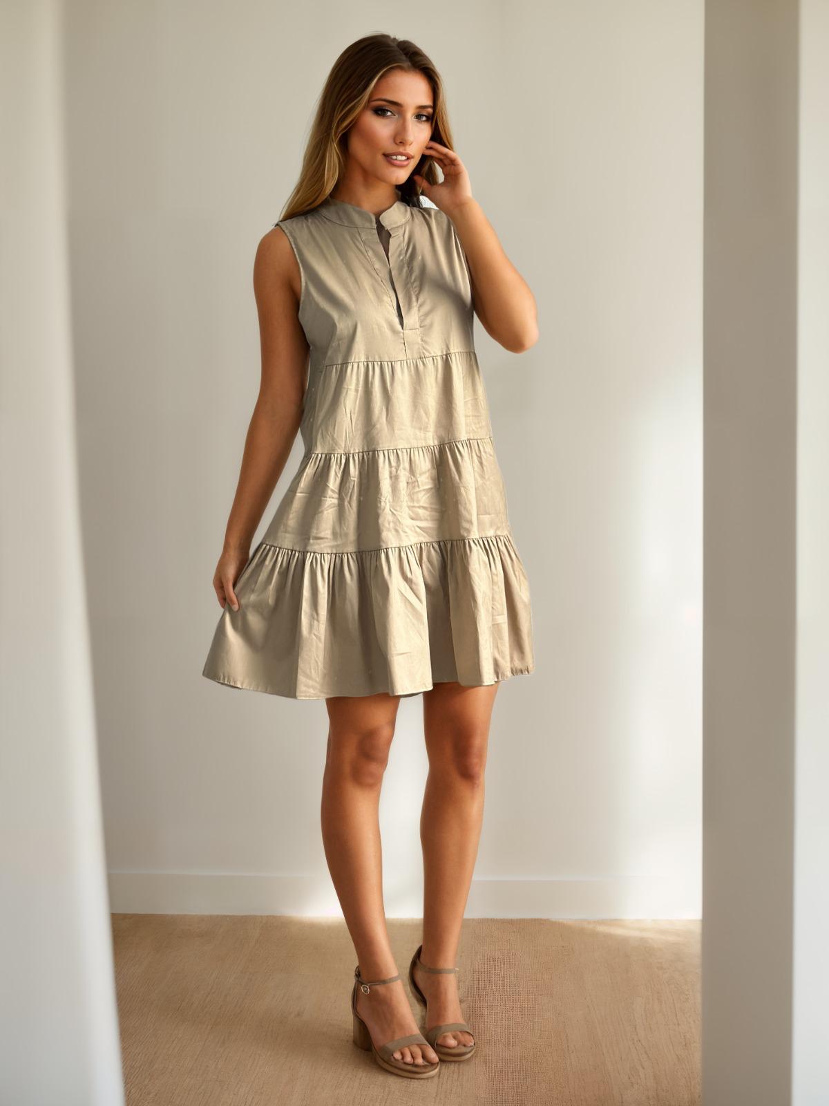 Rochie vaporoasa de vara cu etaje fara maneci - Valentina Top Closet