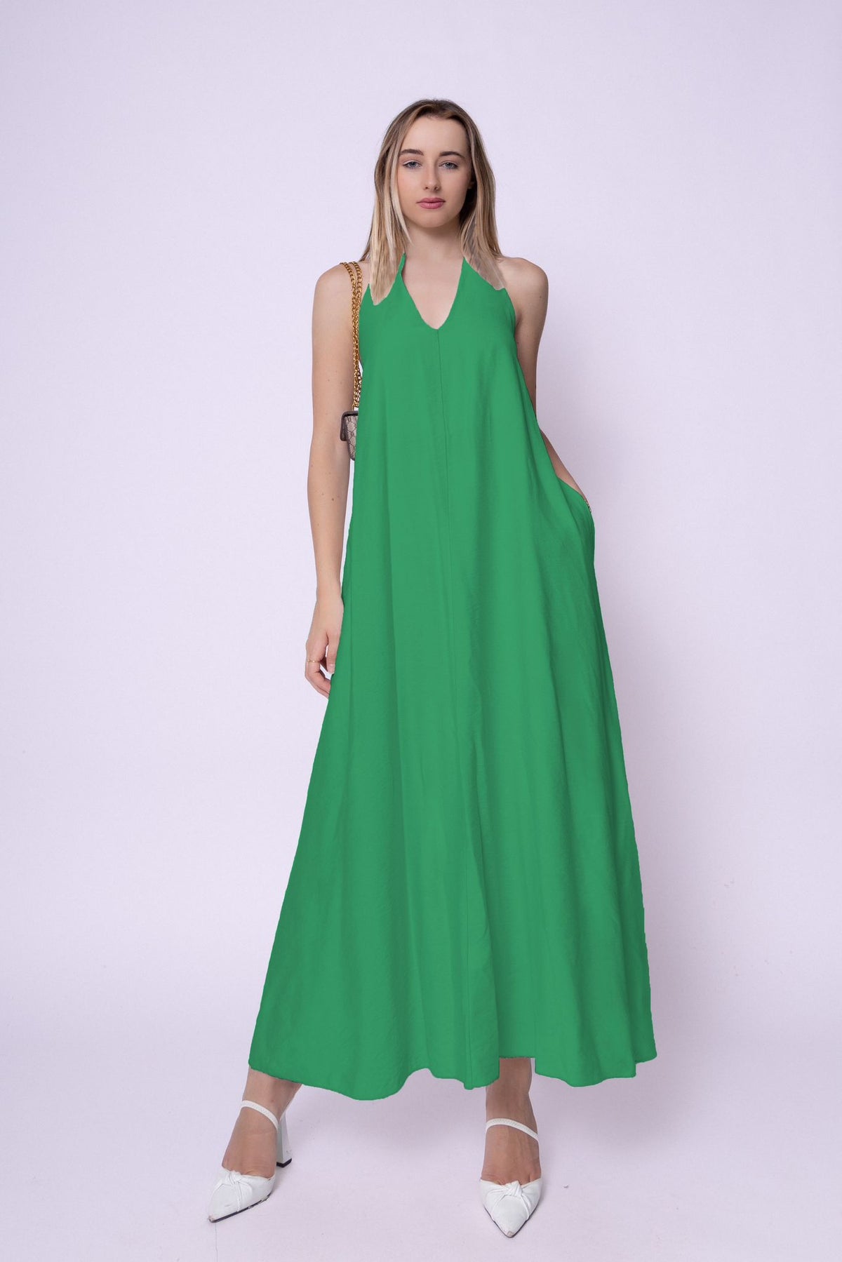 Rochie lunga maxi cu bretele subtiri si buzunare - Sidonia Top Closet