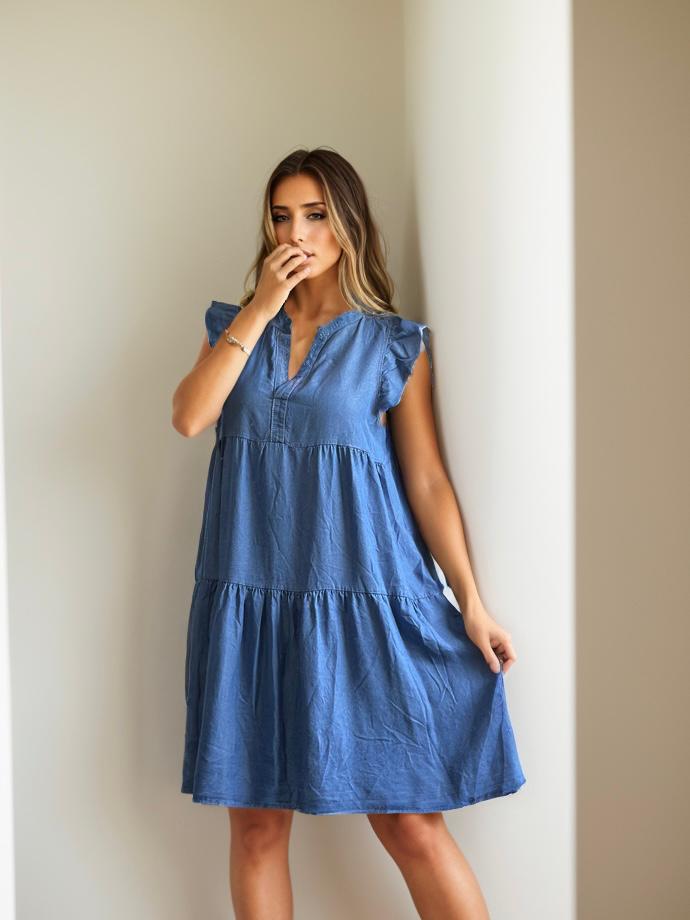Rochie din denim cu volanas la umeri - RT447 Top Closet