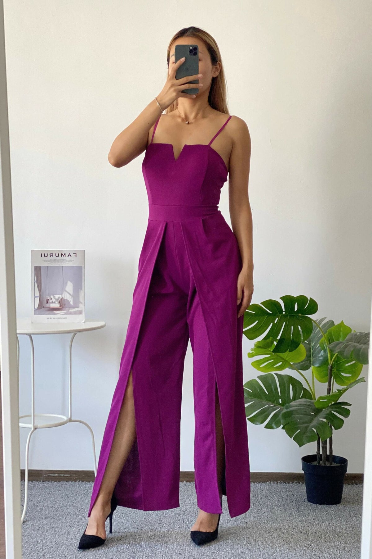 Salopeta lila de dama eleganta - Hailey Top Closet