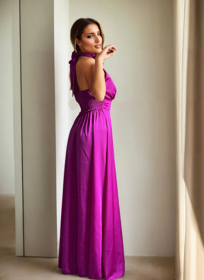 Rochie din satin de seara eleganta cu aplicatii - Rania Top Closet