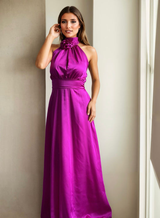 Rochie din satin de seara eleganta cu aplicatii - Rania Top Closet